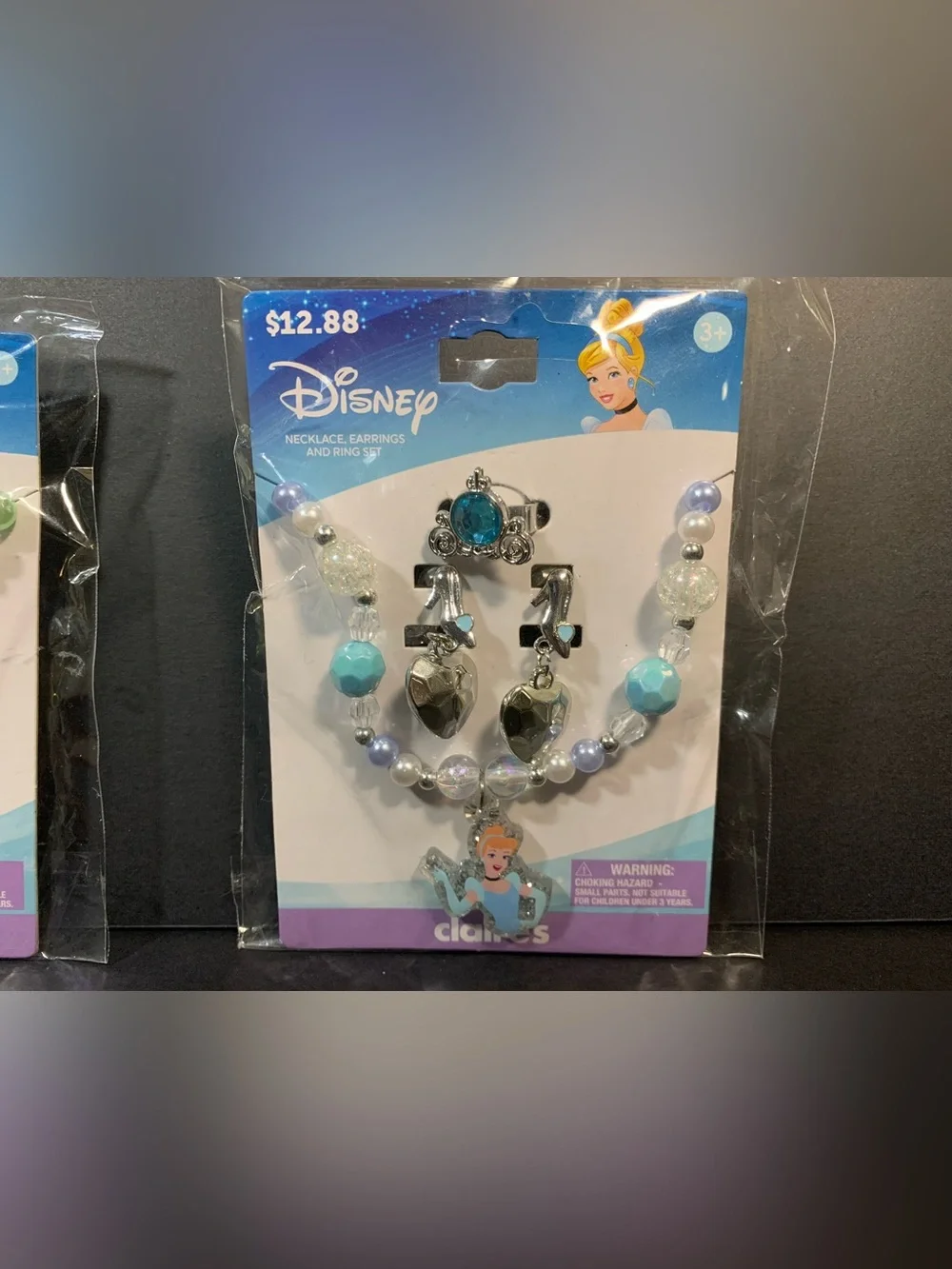 Lot of 2 Disney Claire's Jewelry Sets Cinderella and Princess Tiana NIP